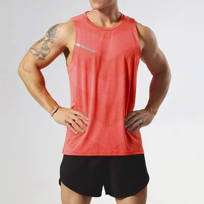 Men's Summer Ice Silk Vest Sleeveless Lightweight Quick-Dry Fitness Ladder Cross Training Sweat Absorbing Shirt Trendy