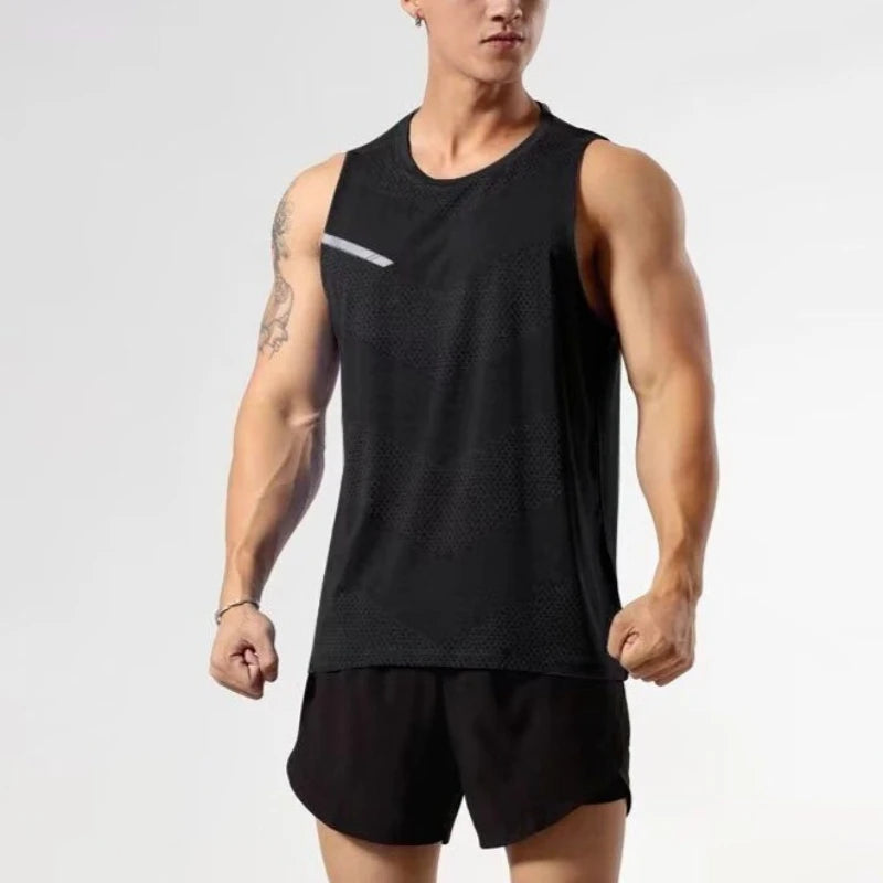 Summer Men's Tank Top Breathable Loose Mesh Training Sleeveless T-shirt Loose Lightweight Bodybuilding Shirt Basketball Vests